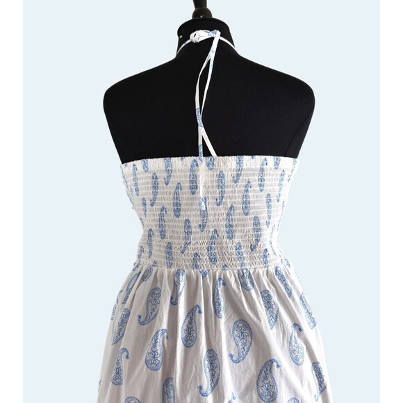 NWOT Universal Thread White Halter Dress Blue Paisley Print Summer Maxi - Picture 4 of 6